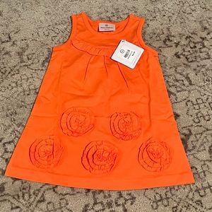 Orange Ruffle Woven Flower detail Dress - New with Tags